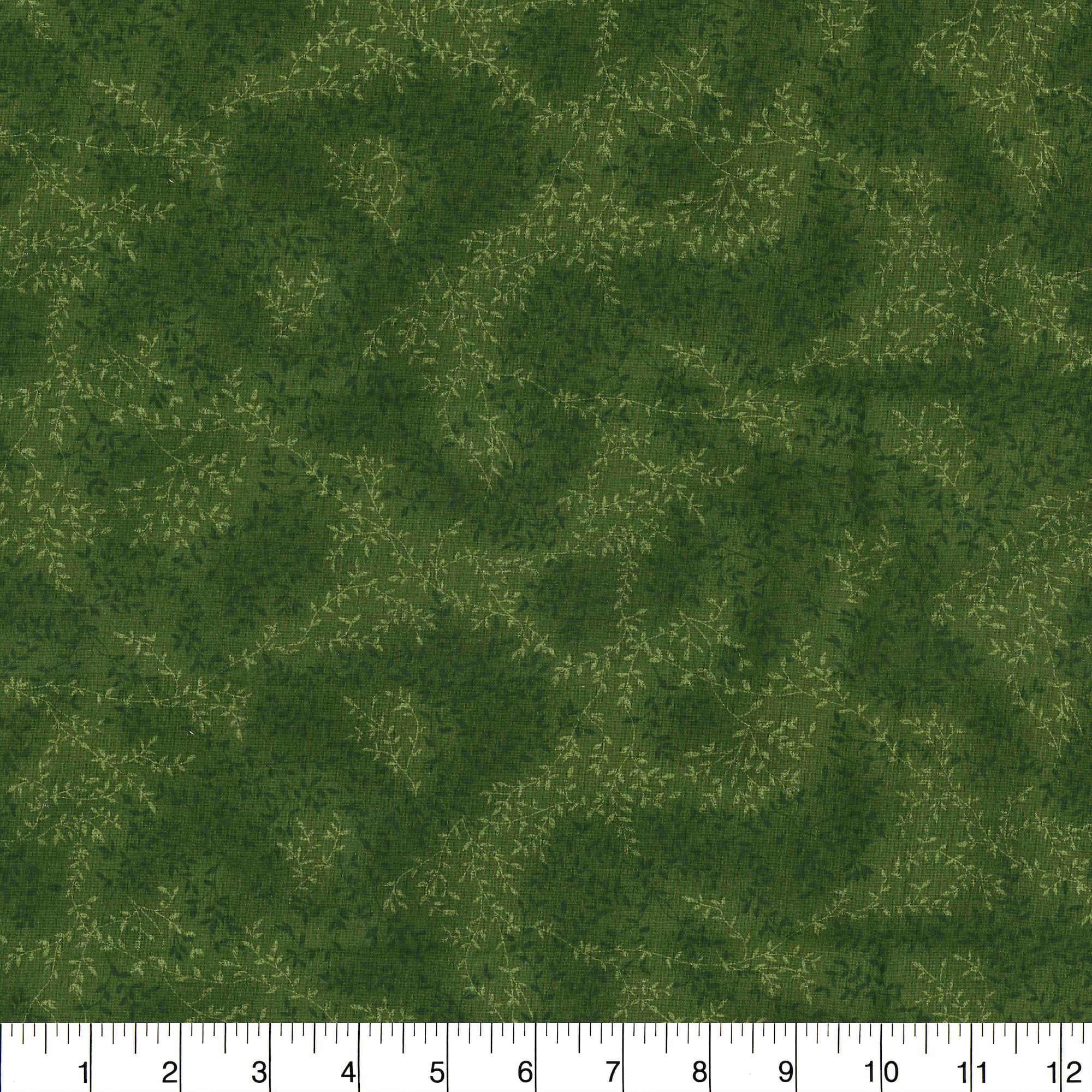 Fabric Traditions Dark Green Tonal Vines Cotton Fabric